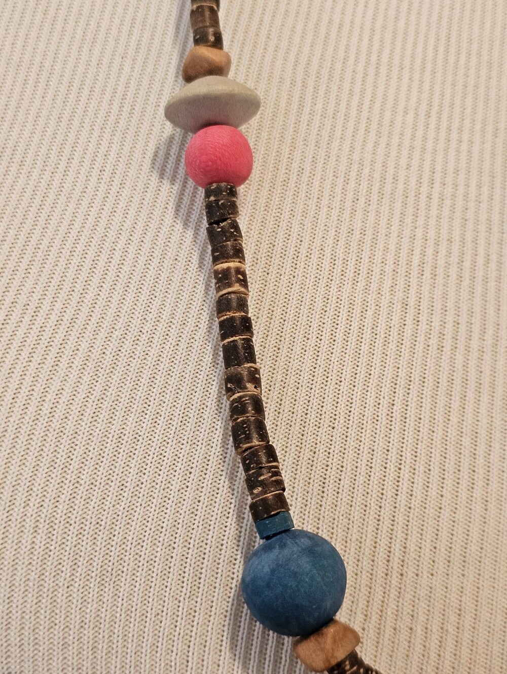 Handcrafted Multi-color Wood Bead Necklace - Picture 6 of 7